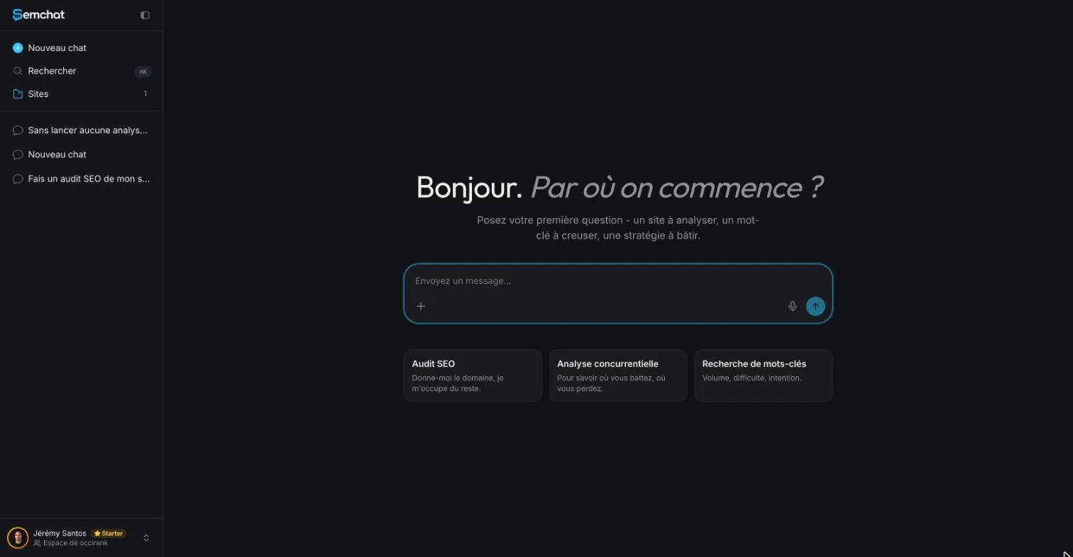 SemChat tutorial: the app home screen with the box where you type your question