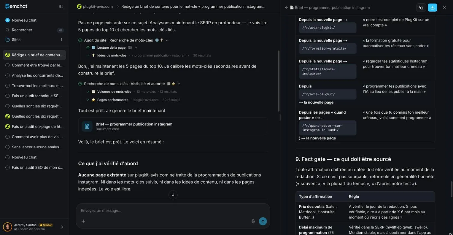 SemChat brief document section requiring every statistic to be checked before use