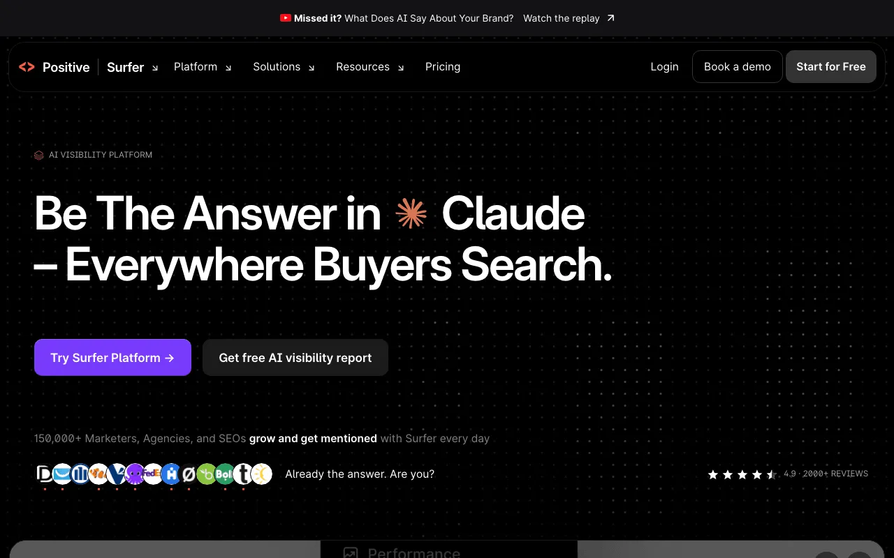 Surfer home page announcing Surfy Agent as coming soon, without a release date