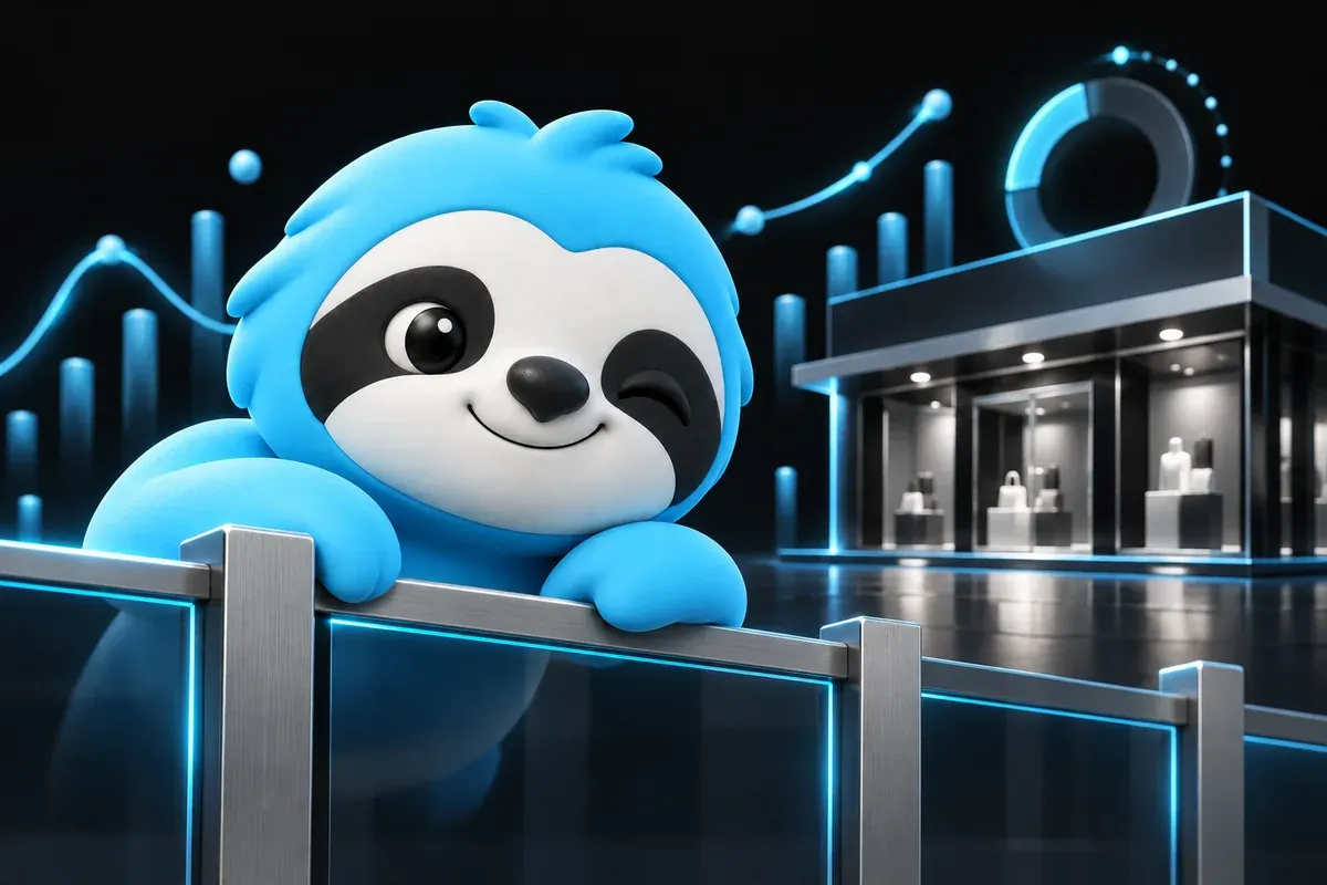 Competitor analysis SEO tools: a sloth peers over a fence at a rival shop