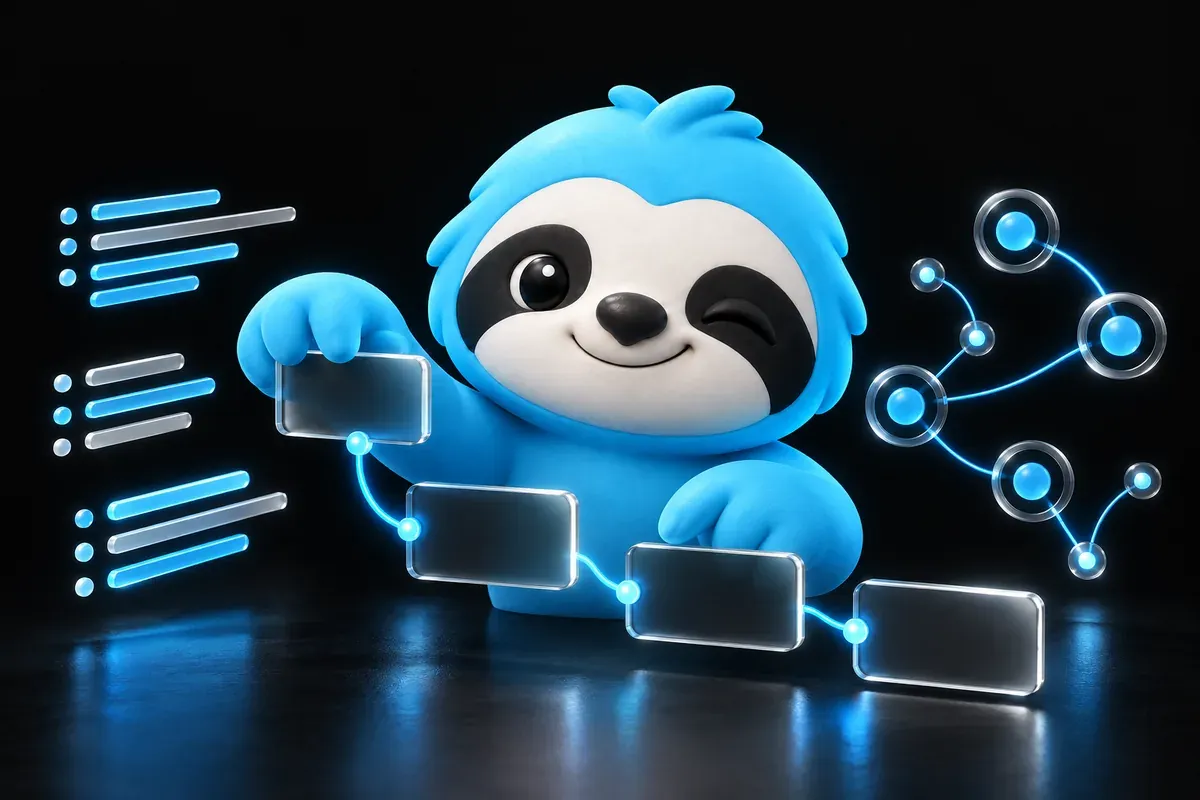 SEO content tool: a sloth prepares an article outline before starting to write