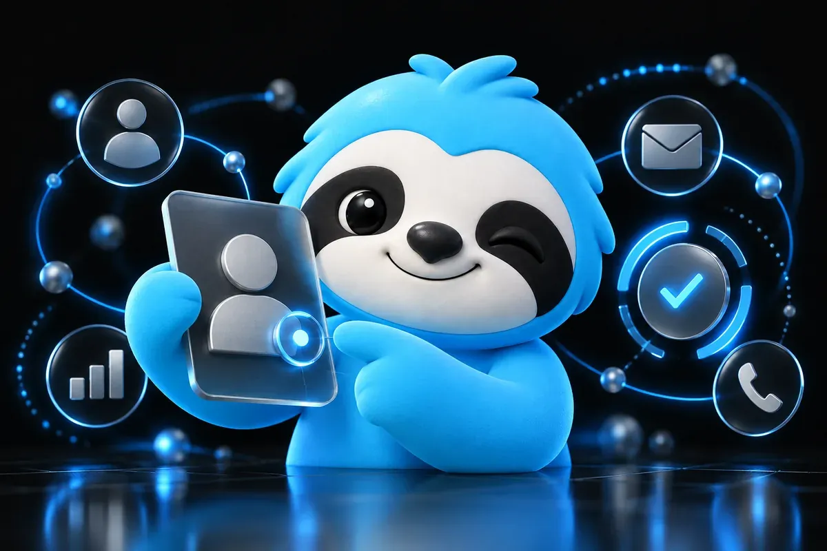 EEAT checker tool: a sloth checks the author card and contact details of a site