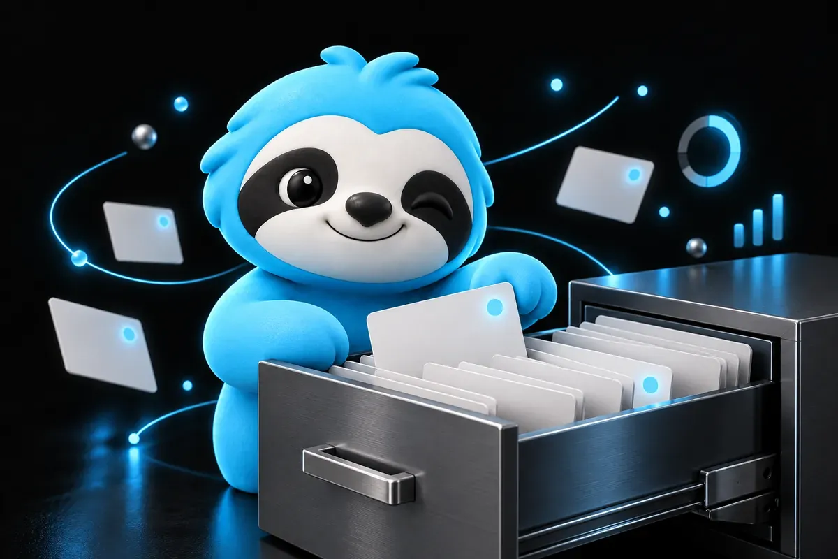Outil indexation Google : paresseux qui range des fiches de pages dans un grand classeur