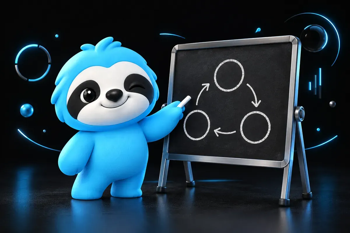 Comment faire une stratégie SEO : paresseux qui trace un plan simple sur un tableau