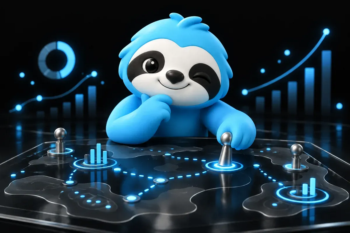 How to create an SEO strategy: a sloth plans its next steps on a map