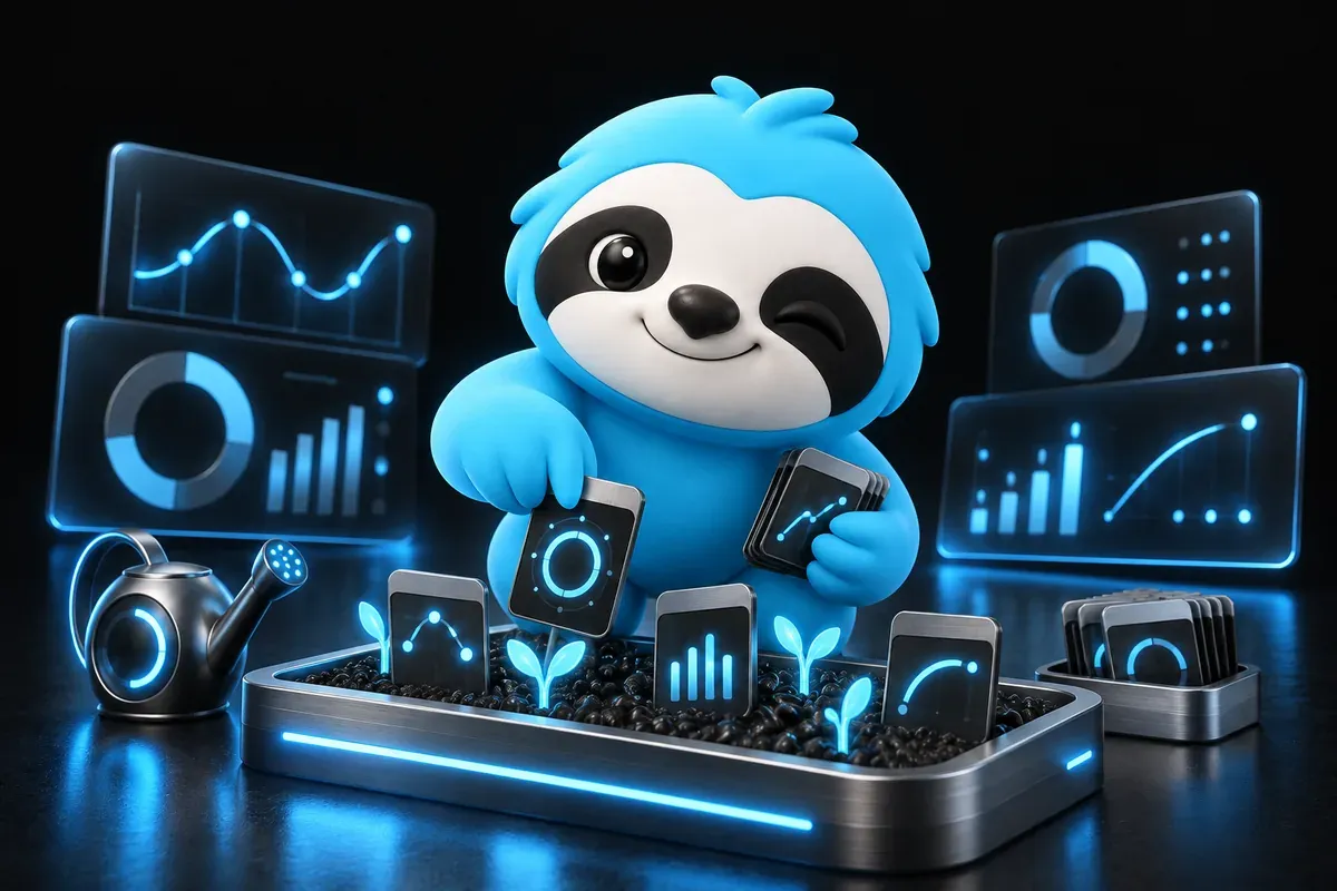 Is Google Keyword Planner free: a sloth plants seed packets in a small garden