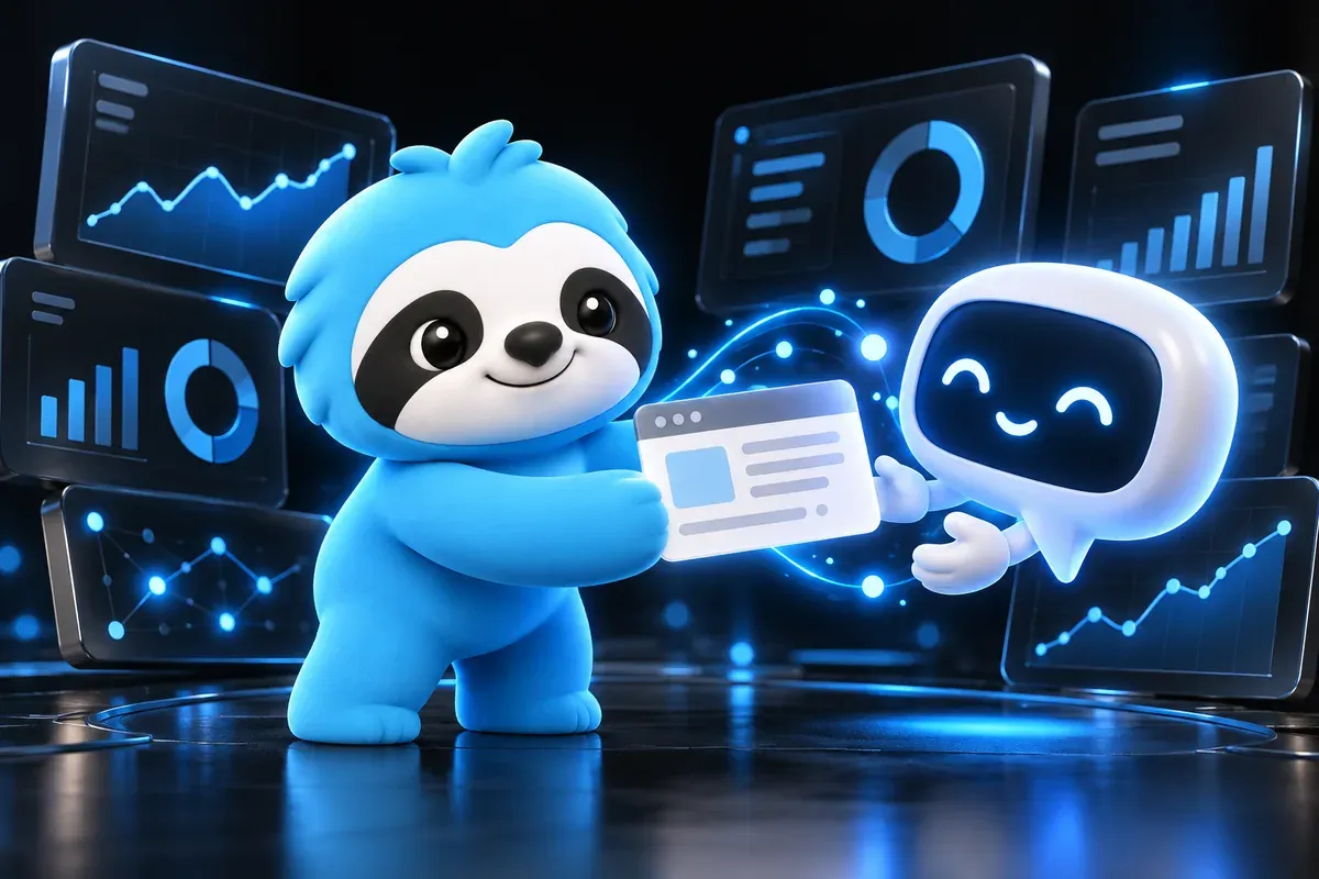 How to rank in ChatGPT: a sloth hands a page to a friendly chat bubble