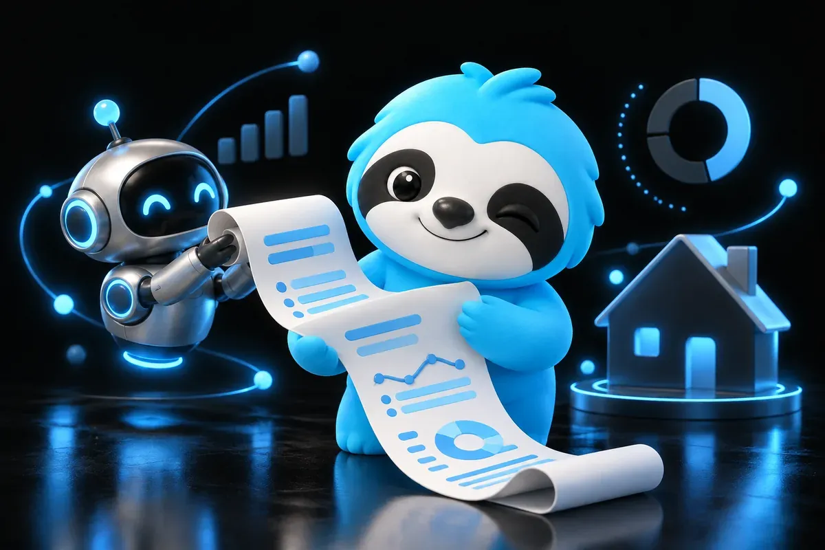 What is Google Search Console: a sloth reads a search robot’s report on its website
