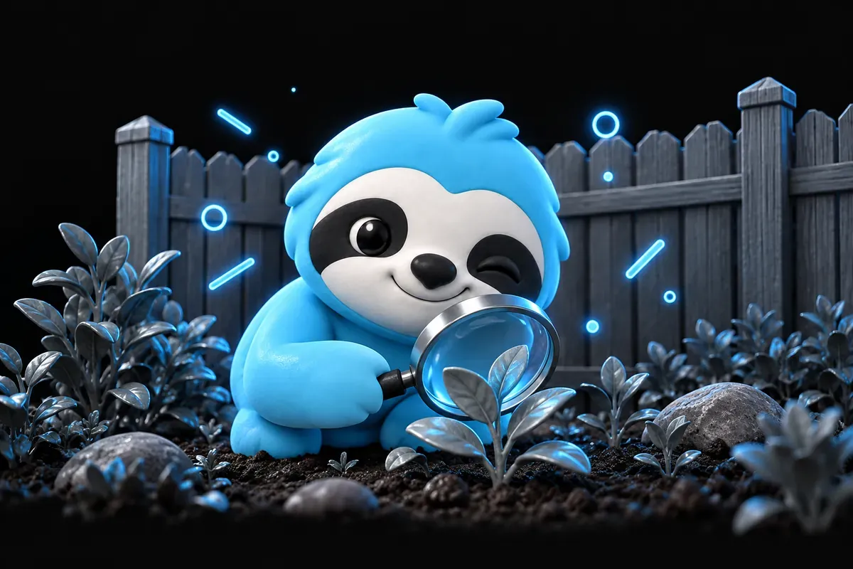 Ahrefs gratuit : paresseux qui observe son jardin à la loupe, la clôture du voisin fermée