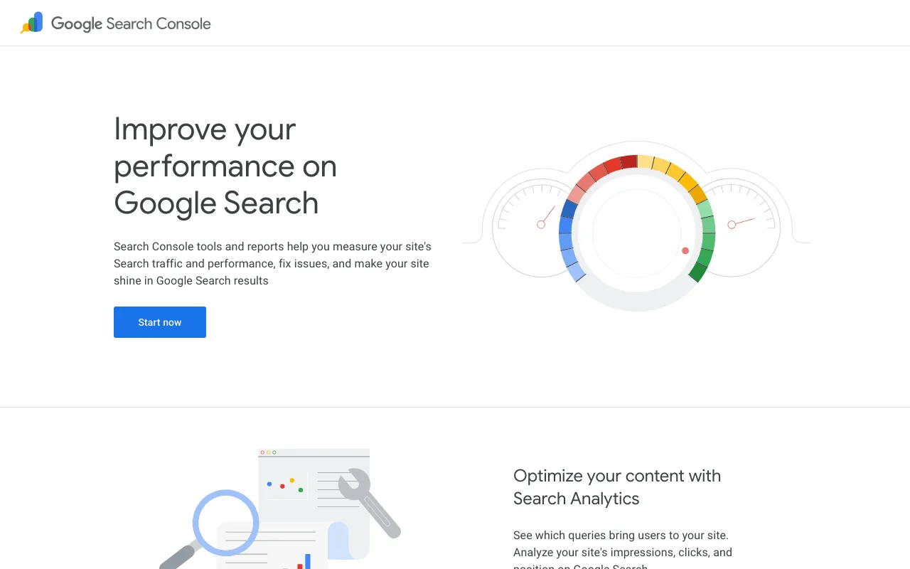 Public page of Google Search Console, the free Google tool that reports on your own site