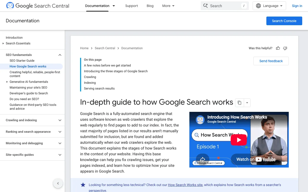 Indexing in SEO: Google Search Central guide to crawling, indexing and serving results